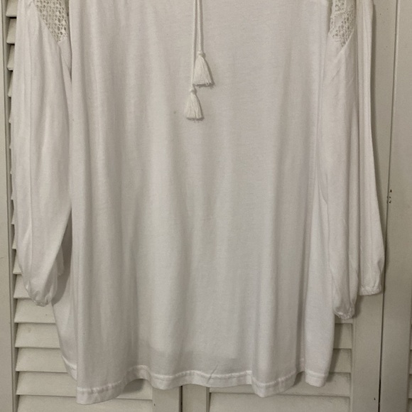 Chaps women’s white with crocet long sleeve tunic size 2X - Picture 4 of 8